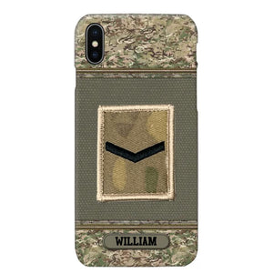 Personalized British Soldier/ Veteran Rank Camo Phonecase Printed 23FEB-DT03