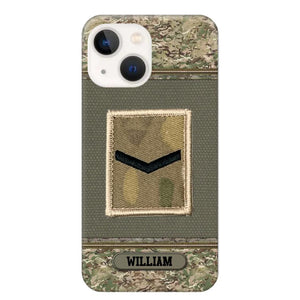 Personalized British Soldier/ Veteran Rank Camo Phonecase Printed 23FEB-DT03