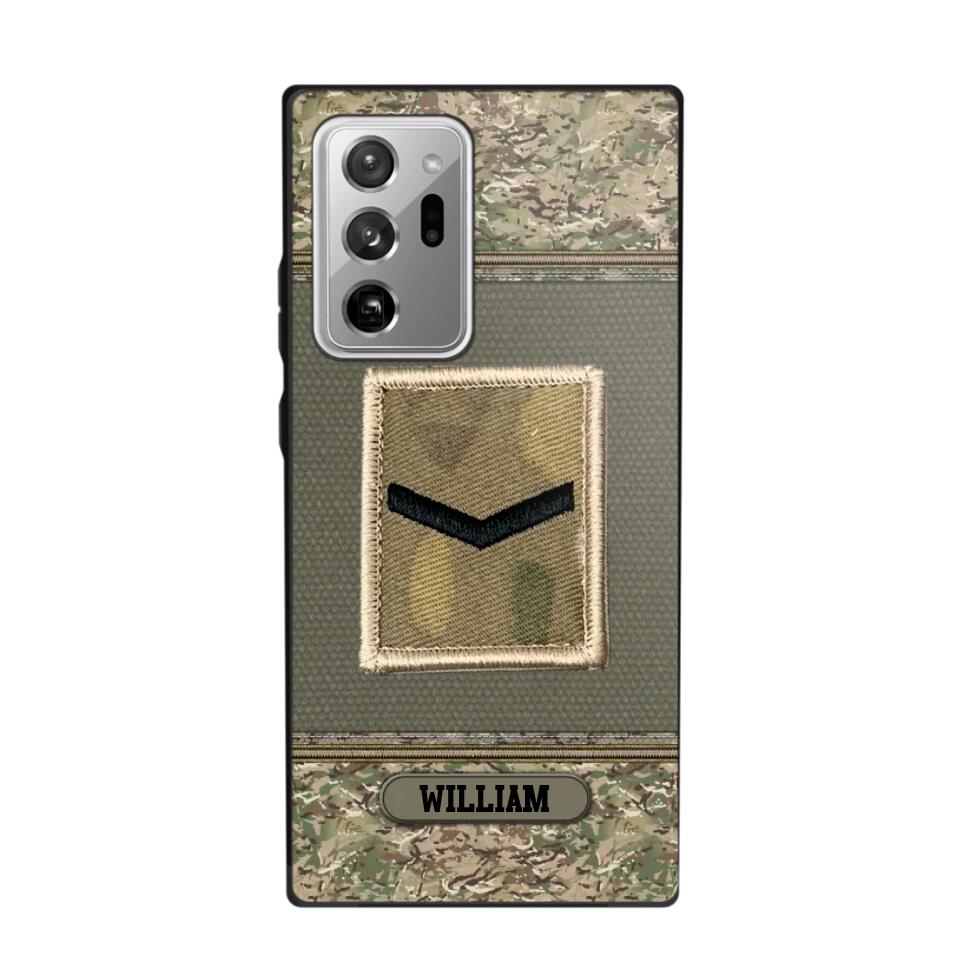 Personalized British Soldier/ Veteran Rank Camo Phonecase Printed 23FEB-DT03