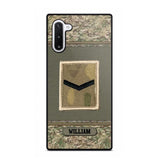 Personalized British Soldier/ Veteran Rank Camo Phonecase Printed 23FEB-DT03