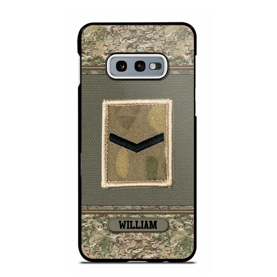 Personalized British Soldier/ Veteran Rank Camo Phonecase Printed 23FEB-DT03