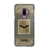 Personalized British Soldier/ Veteran Rank Camo Phonecase Printed 23FEB-DT03