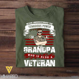 Personalized Never Underestimate The Tenagious Power Grandpa Who is Also A Veteran US Soldier/Veteran Rank Camo Printed Tshirts QTVD0402