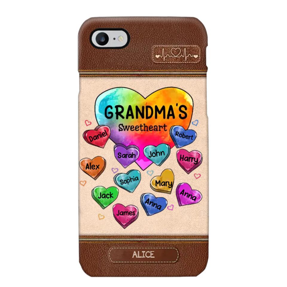 Personalized Grandma's Sweetheart & Kid Name Phonecase Printed 23FEB-VD06