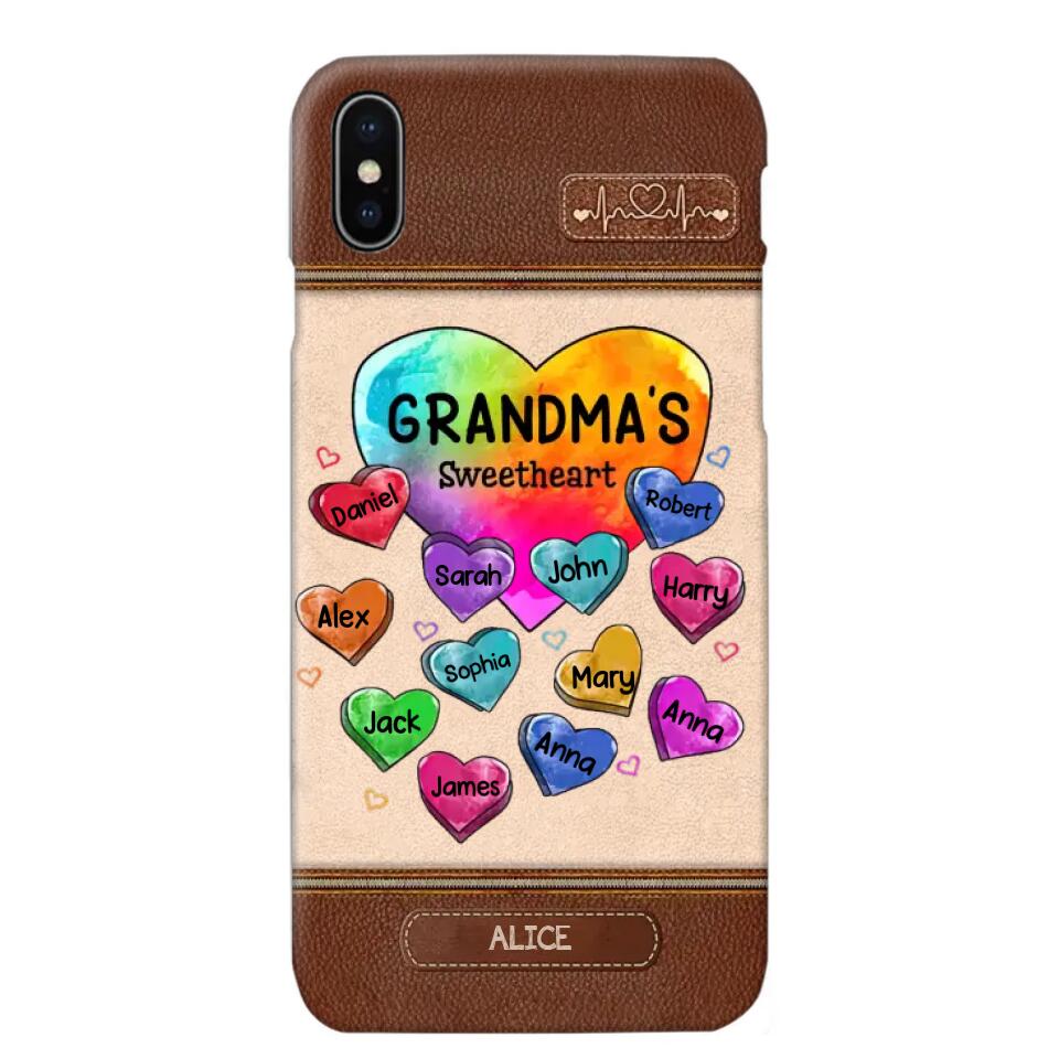 Personalized Grandma's Sweetheart & Kid Name Phonecase Printed 23FEB-VD06