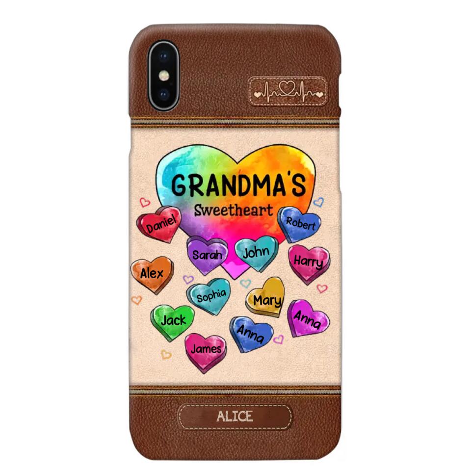 Personalized Grandma's Sweetheart & Kid Name Phonecase Printed 23FEB-VD06