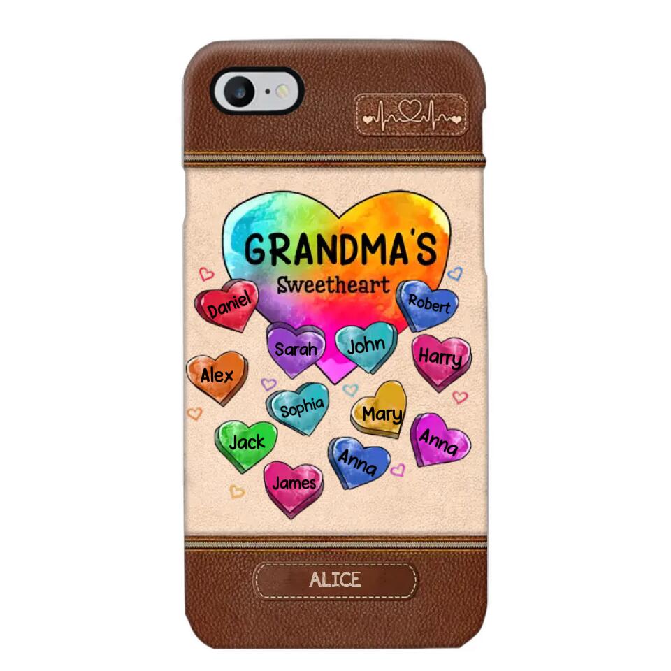 Personalized Grandma's Sweetheart & Kid Name Phonecase Printed 23FEB-VD06