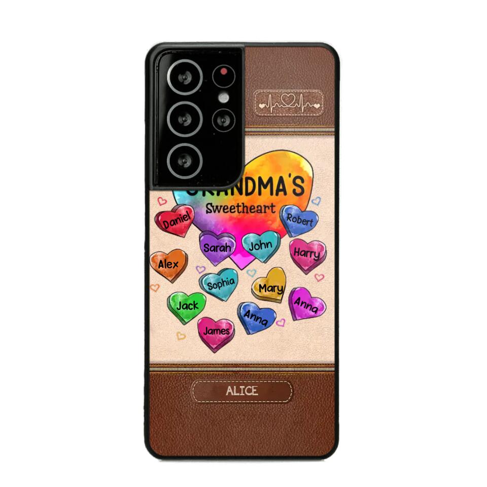 Personalized Grandma's Sweetheart & Kid Name Phonecase Printed 23FEB-VD06