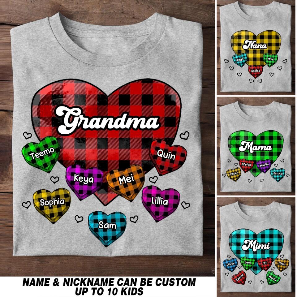 Personalized Grandma Sweet Heart with Kid Name Printed Tshirt 23FEB-HQ07