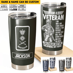 Personalized I am a Australian Veteran/Soldier Tumbler 20Oz Printed QTDT0802