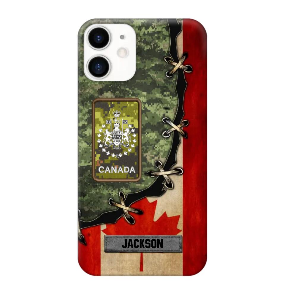 Personalized Canadian Soldier/ Veteran Rank Camo Flag Phonecase Printed 23FEB-DT09