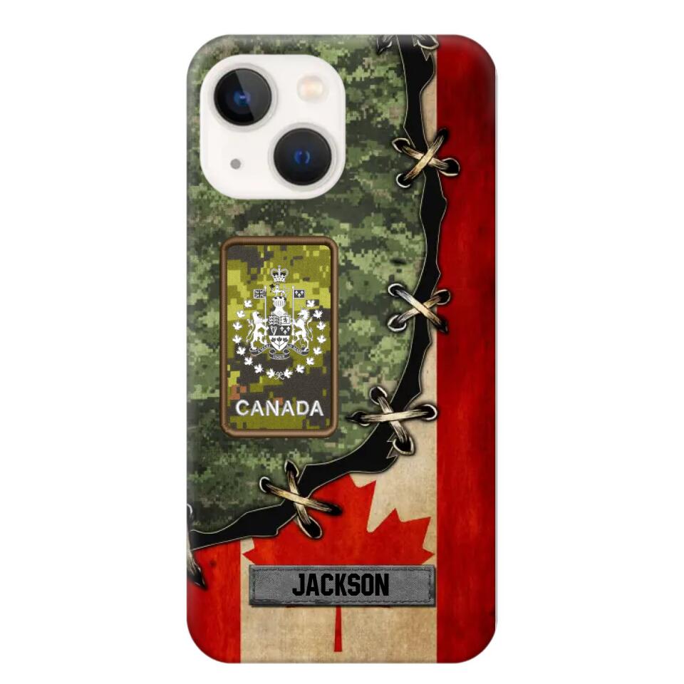 Personalized Canadian Soldier/ Veteran Rank Camo Flag Phonecase Printed 23FEB-DT09