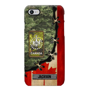 Personalized Canadian Soldier/ Veteran Rank Camo Flag Phonecase Printed 23FEB-DT09