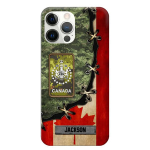 Personalized Canadian Soldier/ Veteran Rank Camo Flag Phonecase Printed 23FEB-DT09