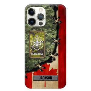 Personalized Canadian Soldier/ Veteran Rank Camo Flag Phonecase Printed 23FEB-DT09