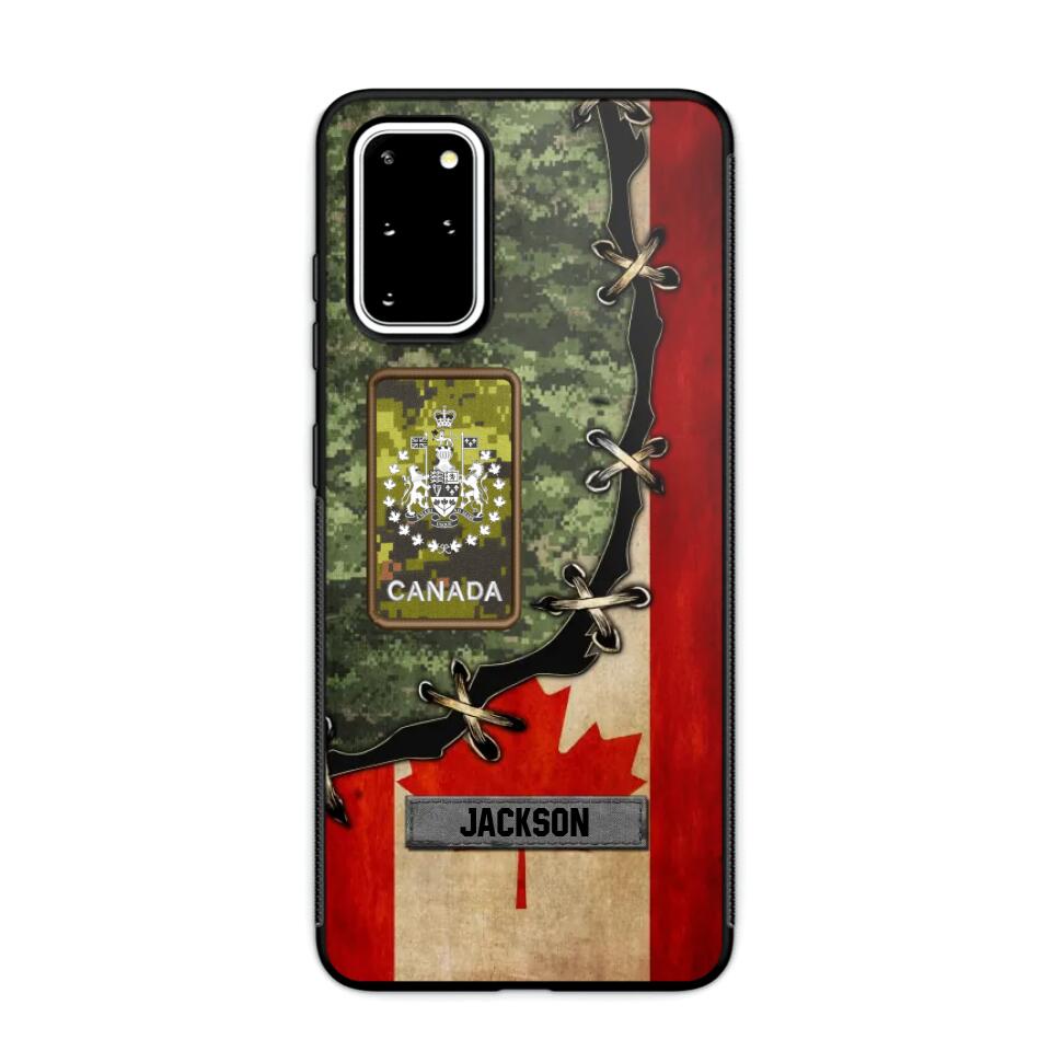 Personalized Canadian Soldier/ Veteran Rank Camo Flag Phonecase Printed 23FEB-DT09