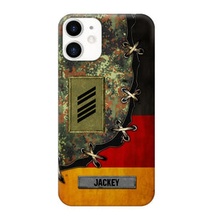 Personalized German Soldier/ Veteran Rank Camo Flag Phonecase Printed 23FEB-DT09