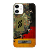 Personalized German Soldier/ Veteran Rank Camo Flag Phonecase Printed 23FEB-DT09