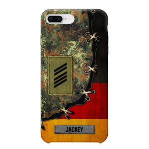 Personalized German Soldier/ Veteran Rank Camo Flag Phonecase Printed 23FEB-DT09