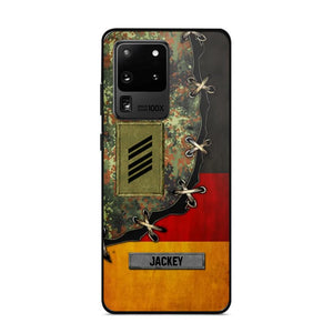 Personalized German Soldier/ Veteran Rank Camo Flag Phonecase Printed 23FEB-DT09