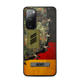 Personalized German Soldier/ Veteran Rank Camo Flag Phonecase Printed 23FEB-DT09