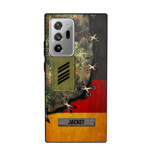 Personalized German Soldier/ Veteran Rank Camo Flag Phonecase Printed 23FEB-DT09