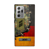 Personalized German Soldier/ Veteran Rank Camo Flag Phonecase Printed 23FEB-DT09