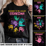 Personalized Blessed To Be Called Grandma Kid Name Hand  Tshirt Printed PNHQ1002