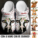 Personalized Flowers & Cow Clog Slipper Shoes Printed 23FEB-HQ14