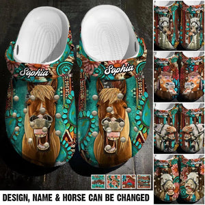 Personalized Horse Lovers Bohemian Style Clog Slipper Shoes Printed 23FEB-HQ15