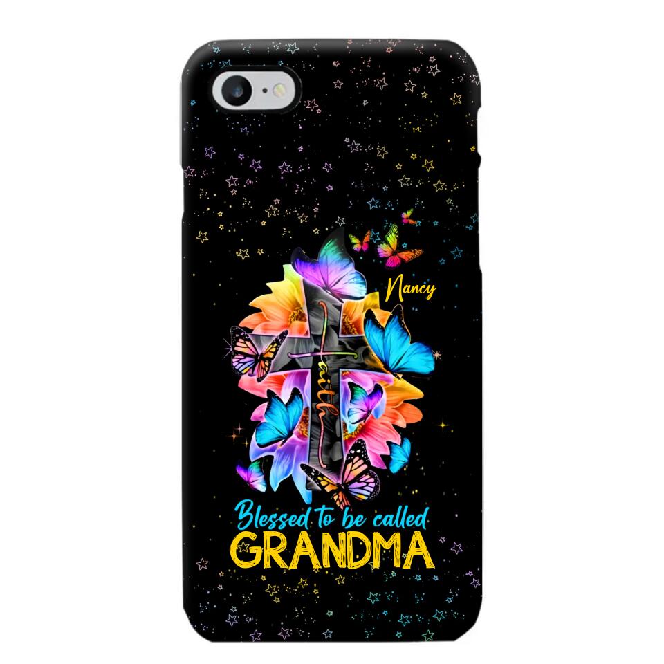 Personalized Butterfly Blessed To Be Called Grandma & Kid's Name Phonecase Printed PNHQ1602