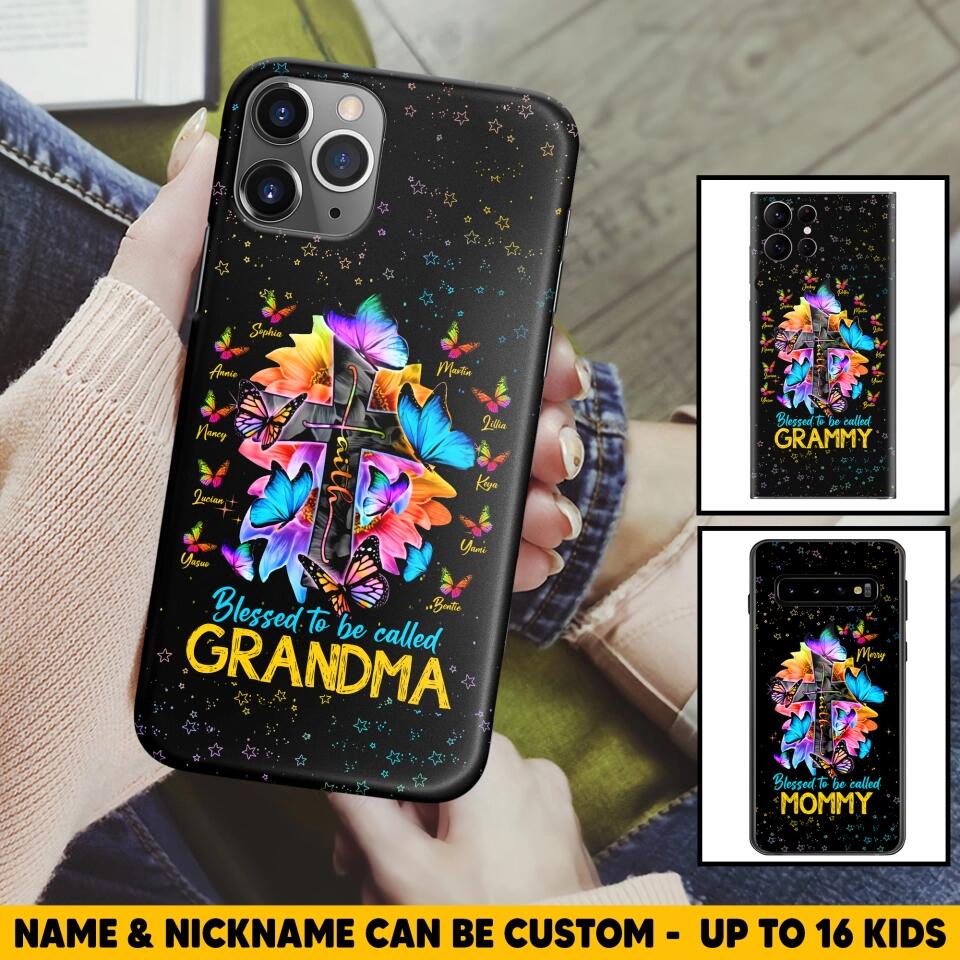 Personalized Butterfly Blessed To Be Called Grandma & Kid's Name Phonecase Printed PNHQ1602