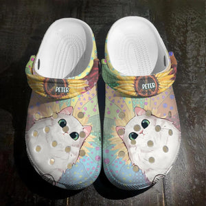 Personalized Hippie Cat lover Clog Slipper Shoes Printed QTDT1702