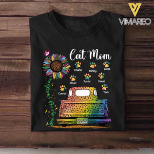 Personalized Cat Mom You Are My Sunshine Colorful Truck Paw Tshirt Printed PNVD1602