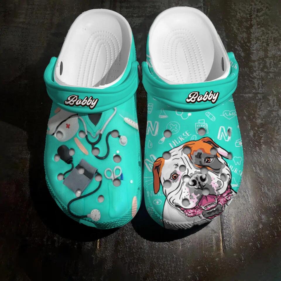 Personalized Nurse Dog Lover Clog Slipper Shoes Printed 23FEB-HQ17