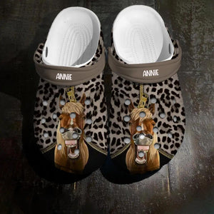 Personalized Horse Lover Leopard Clog Slipper Shoes Printed 23FEB-HQ18