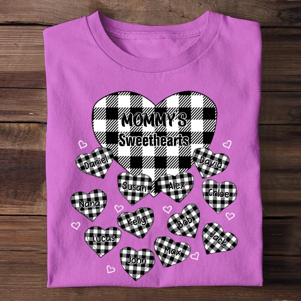 Personalized Mommy's Sweethearts & Kid's Name Tshirt Printed 23FEB-VD15