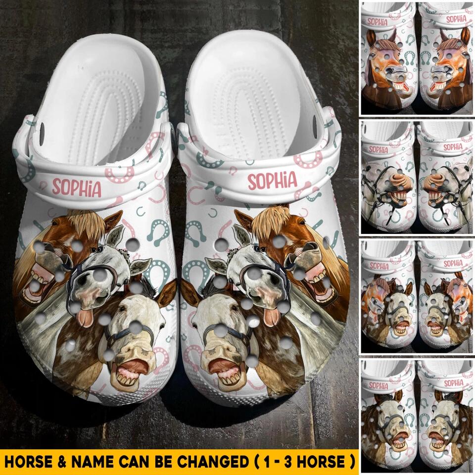 Personalized Horse & Name Clog Slipper Shoes Printed 23FEB-HQ17