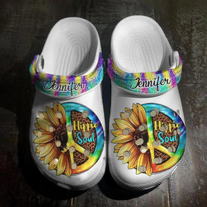 Personalized Hippie Soul Sunflower Clog Slipper Shoes Printed PNVD1702