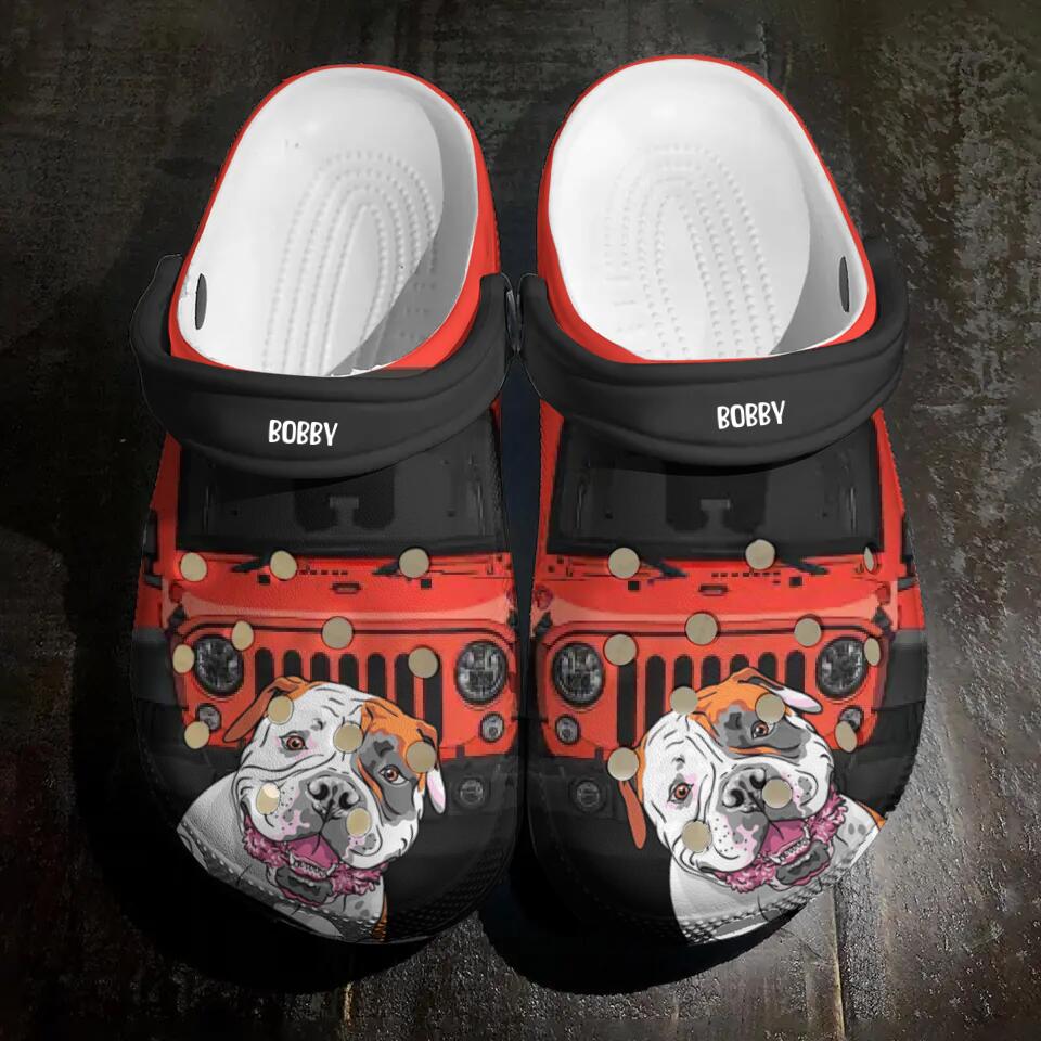 Personalized Color Jeep & Dog Lover Clog Slipper Shoes Printed 23FEB-DT17