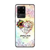 Memorial Upload Photo, Sunflower Heart Forever In Our Hearts Personalized Phone case Printed QTHQ2002