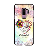 Memorial Upload Photo, Sunflower Heart Forever In Our Hearts Personalized Phone case Printed QTHQ2002