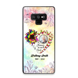 Memorial Upload Photo, Sunflower Heart Forever In Our Hearts Personalized Phone case Printed QTHQ2002