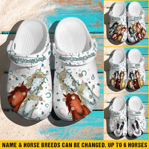 Personalized Horses & Name Horse Lovers Gift Clog Slipper Shoes Printed 23FEB-VD20