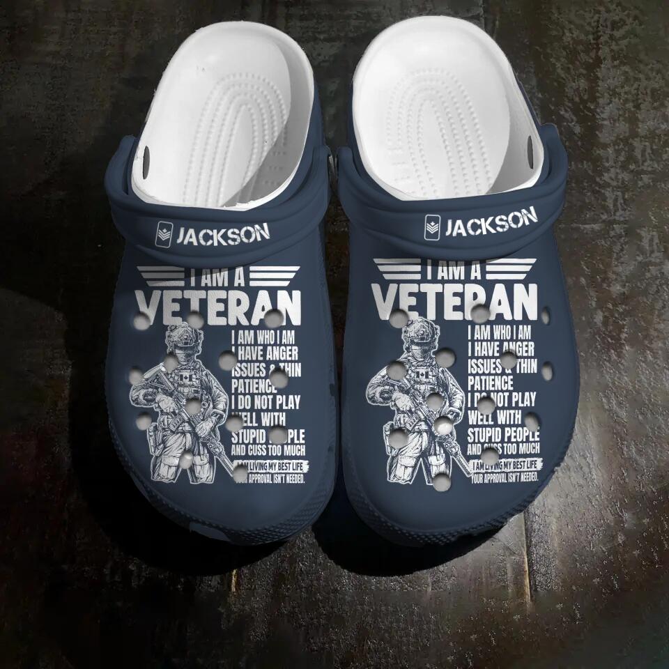 Personalized Canadian Veteran/Soldier, I Am Who I Am Clog Slipper Shoes Printed QTHQ2202