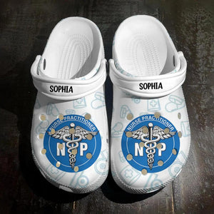 Personalized Medical Logo Nurse Practitioner & Name Clog Slipper Shoes Printed 23FEB-DT21