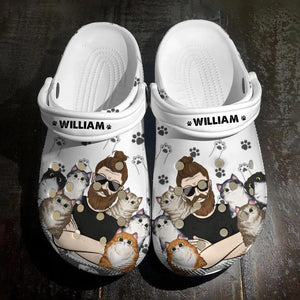 Personalized Cat Man Lovers Clog Slipper Shoes Printed 23FEB-DT20