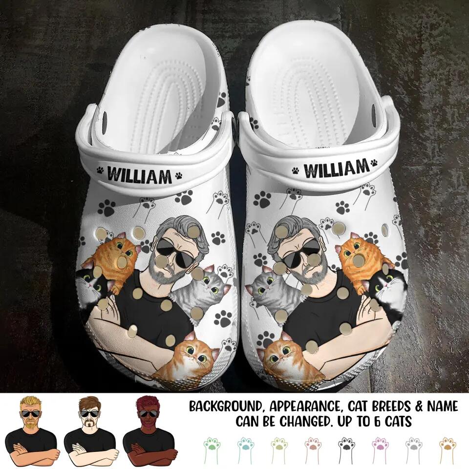 Personalized Cat Man Lovers Clog Slipper Shoes Printed 23FEB-DT20