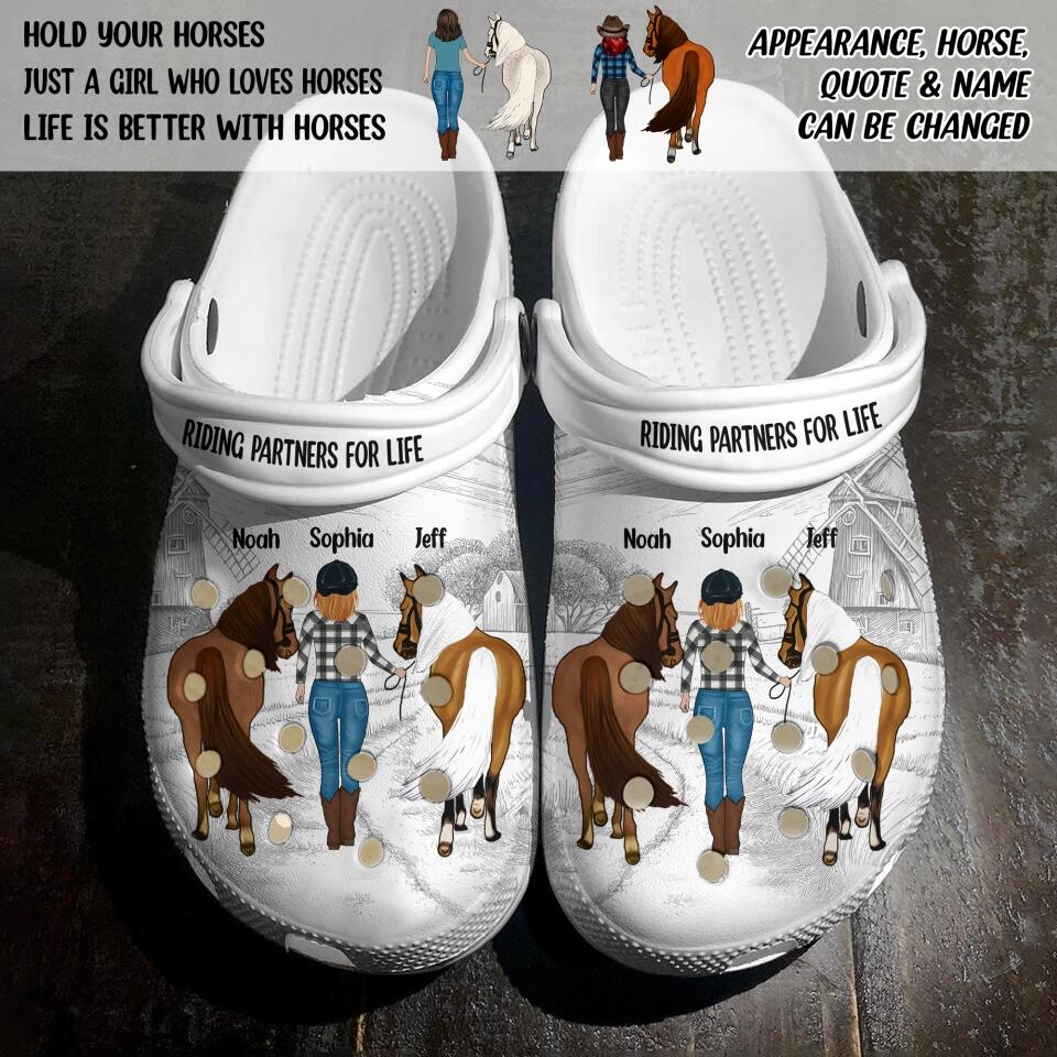 Personalized Girl Love Horse Clog Slipper Shoes Printed PNDT210223