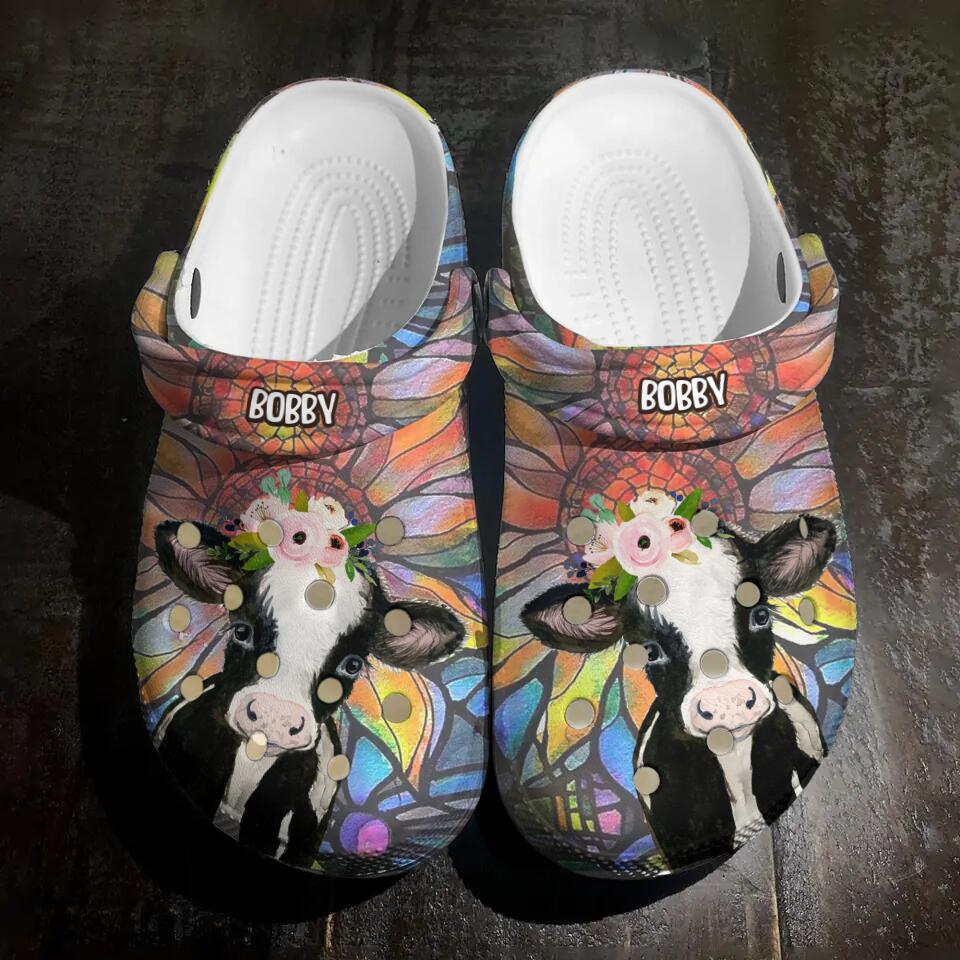 Personalized Hippie Cow Lover Clog Slipper Shoes Printed QTDT2202